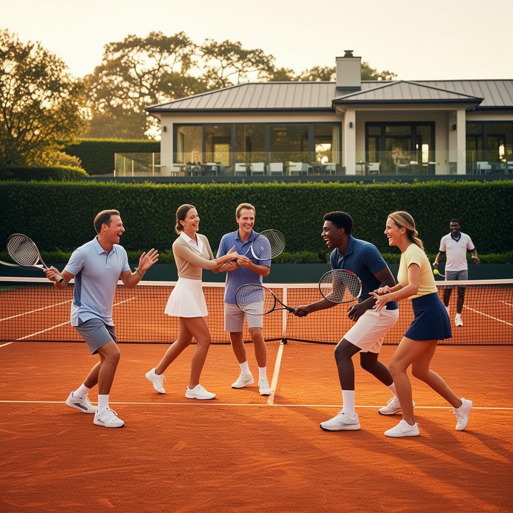 Group of executives playing tennis together
