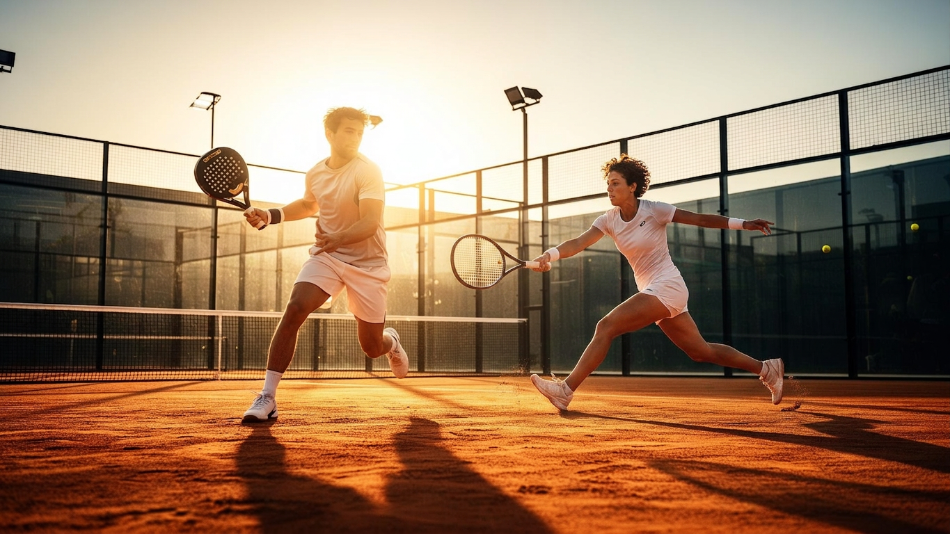 Padel player at golden hour